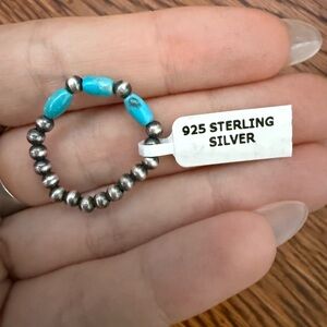 Sterling Silver and Turquoise Beaded Ring